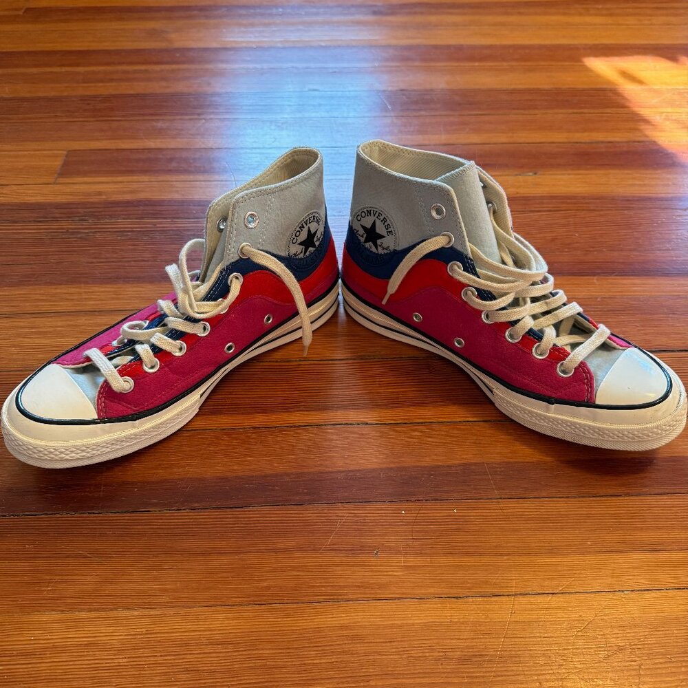 Converse Red & Blue High-Tops with Felt Material. Sz 9. Very bright!